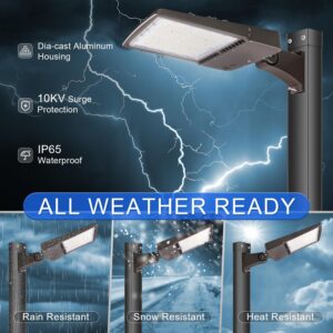 480V 150W LED Parking Lot Light, 5000K 21000LM [Eqv. 600W HPS] LED Shoebox Light with Direct Arm Mount, Dimmable Outdoor Street Area Light, IP65 10KV Surge Protection, AC 277-480V UL&DLC Listed