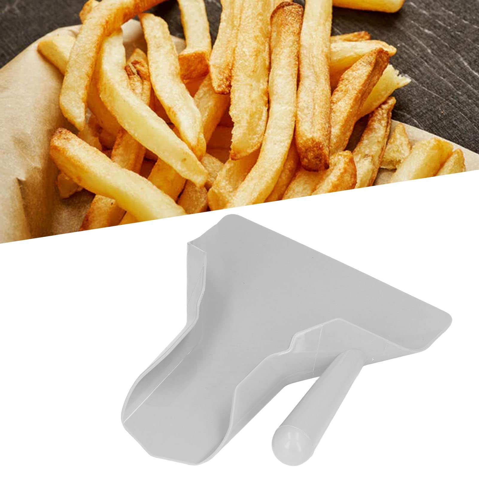 French Fries Shovel, Scratch Resistant PC Scoop, Funnel Design for Easy Food Distribution, Non Slip Right Handle for Popcorn, Chips, Ice Cubes, and Candy, Kitchen Utensils