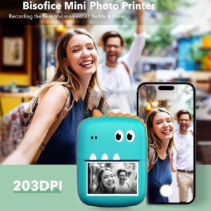 Wisoqu Pocket Printer, 200DPI Inkless Black White Printing BT Portable Thermal Printer with Fun Print App, for iOS and