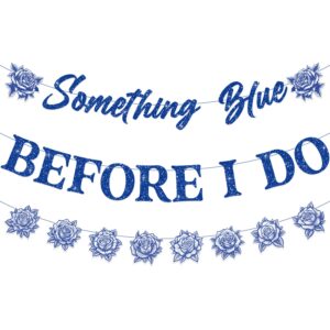 something blue before i do bridal shower decorations, no-diy bridal shower decorations includes glitter something blue before i do banner, wedding party decorations garland