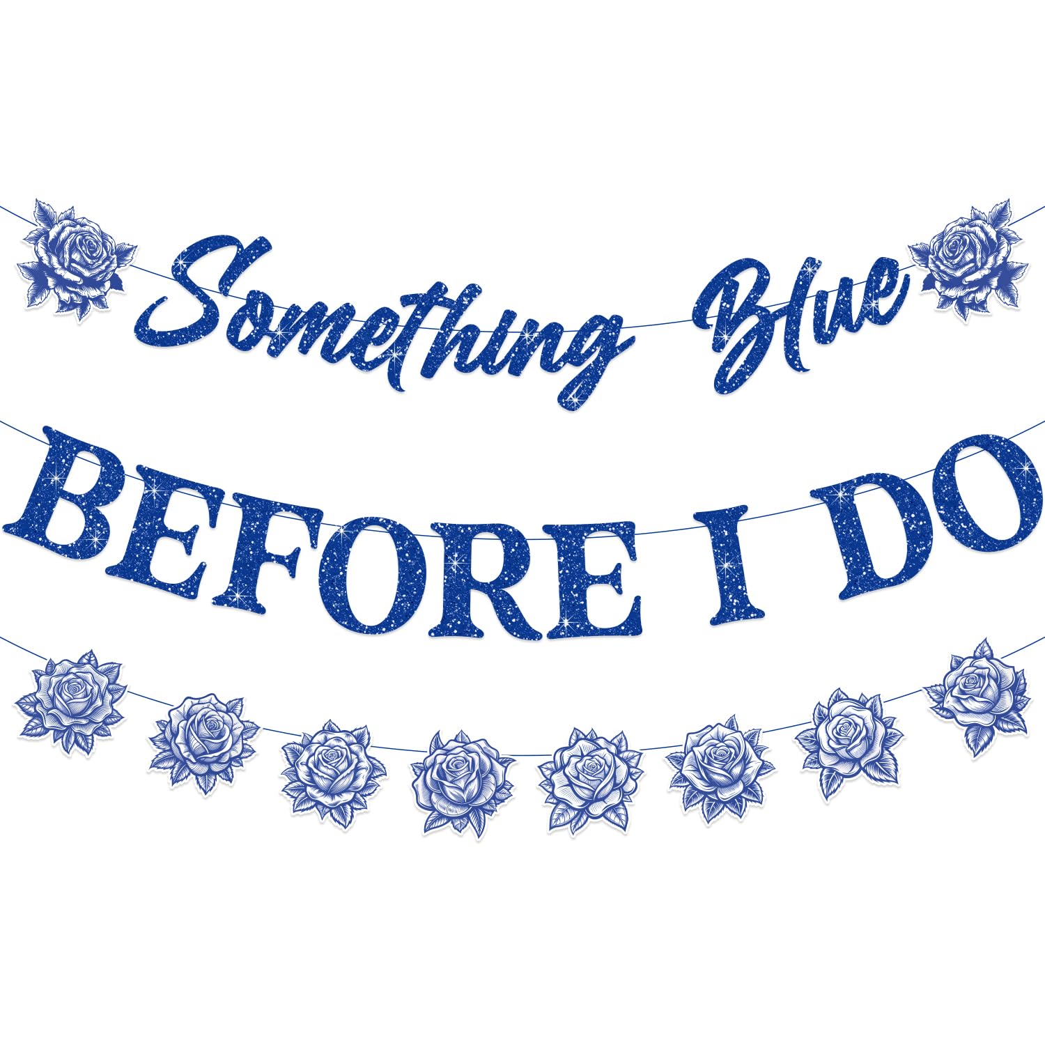 Something Blue Before I Do Bridal Shower Decorations, NO-DIY Bridal Shower Decorations Includes Glitter Something Blue Before I Do Banner, Wedding Party Decorations Garland