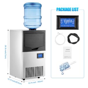 GarveeTech 140LBS/24H Commercial Ice Maker Machine, with 2 Water Inlets, Freestanding Ice Machine with 22 lbs Storage Bin, Ice Scoop & Water Filter for Home Office Restaurant Bar Cafe