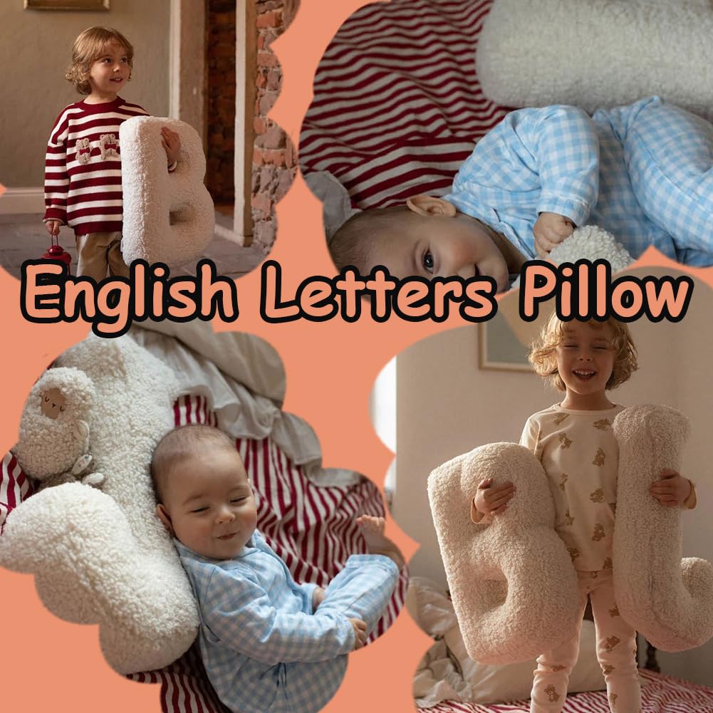 Letter Plush Pillow Soft Initial Throw Cushion Letter Hugging Throw Pillows Decorative Alphabet Throw Pillows for Bed Couch Letter Pillows English Alphabet A to Z for Sofa Bedroom Car Nursery Decor