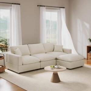 modular sectional sofa couch, cloud modular couch with ottoman, l shaped convertible couch deep seat couches for living room/apartment/office, down filled sofas, detachable cushion covers