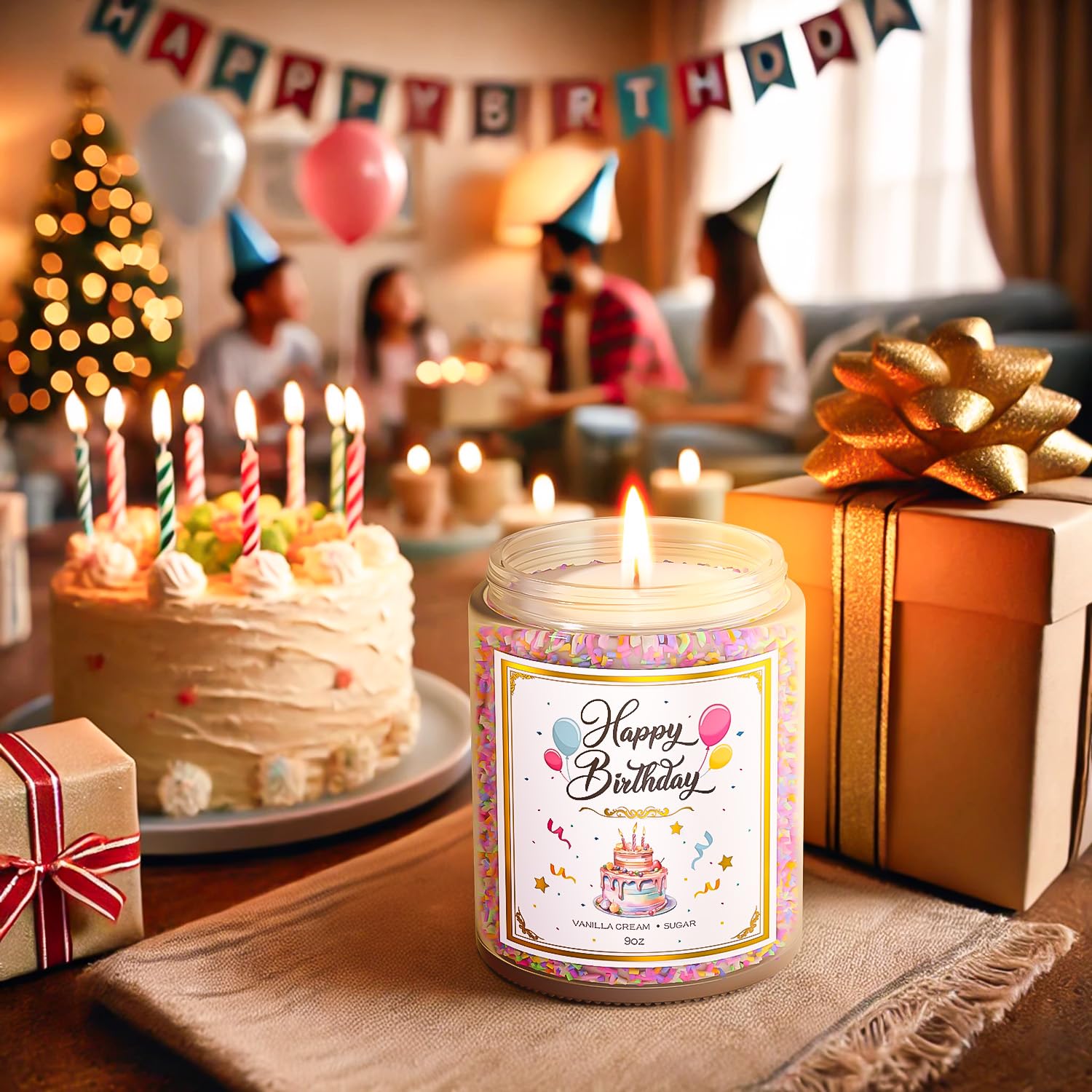 VEGISHINE Birthday Candles Gifts for Women, Birthday Gifts for Women Men, 9 oz Happy Birthday Candle with Vanilla Birthday Cake Scent, Birthday Gifts for Women Friendship Ideas