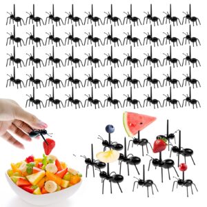 60 pcs ant toothpicks fruit dessert forks, reusable fruit picks animal appetizer forks for snack cake dessert for kitchen halloween birthday party