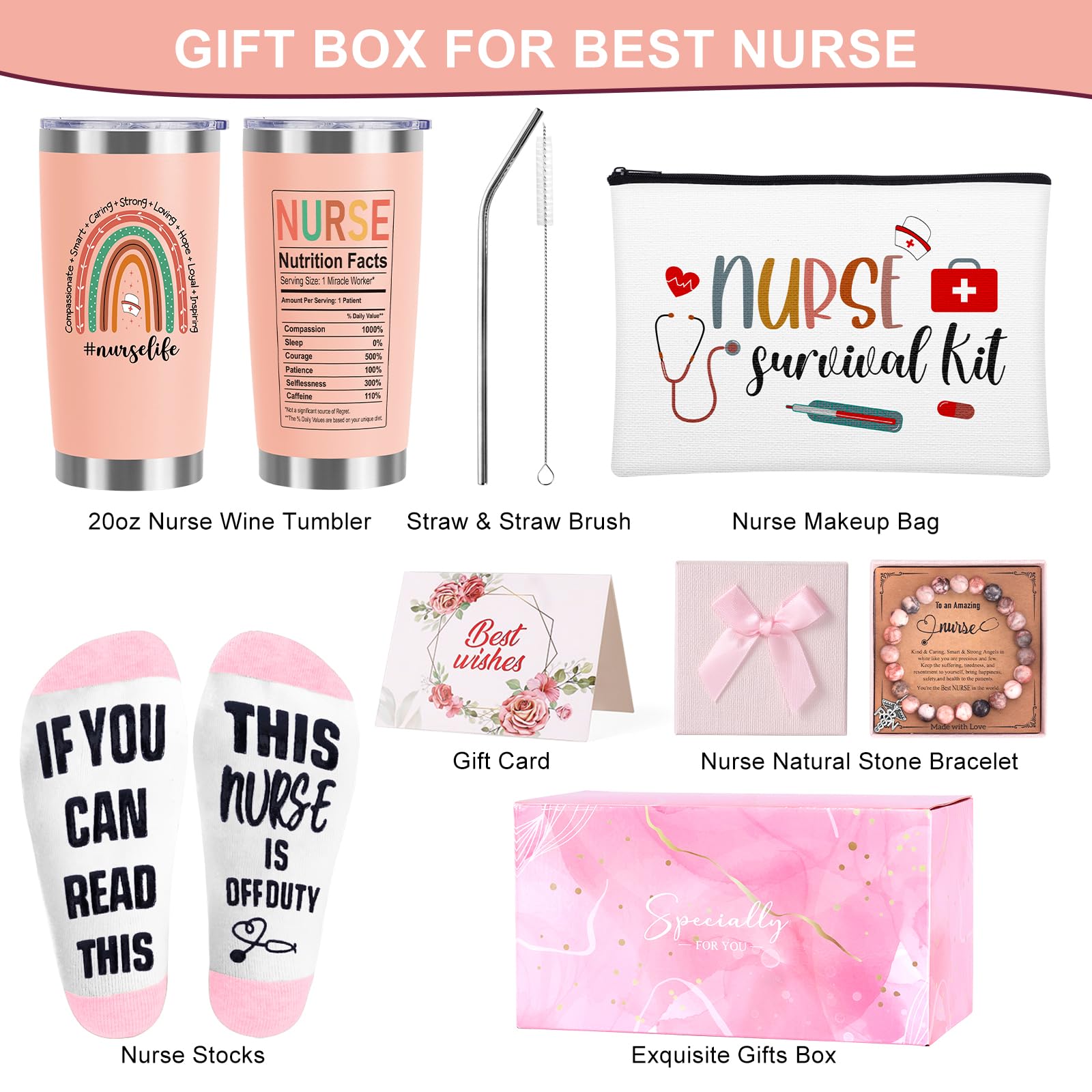 Nurse Gifts for Women,Nurse Appreciation Gifts,Nurses Week Gifts,Nurse Graduation,Nursing School Practitioner LPN/RN Gifts for New Nurses,Nurse Christmas Gifts,20 oz Tumbler Set for Nurses (Pink)