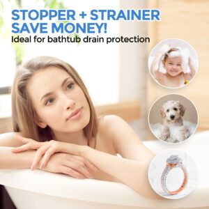 3in1 Bathtub Drain Stopper & Shower Drain Hair Catcher Combo, Upgraded 2in1 Tub Stopper Bathtub Drain Cover and Hair Catcher, 2 Pack Premium Silicone Drain Protector & Shower Drain Cover.