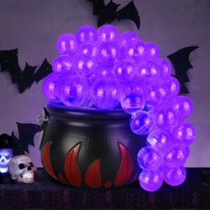 yivsen halloween decorations indoor, diy bubbling cauldron set with 85 transparent spheres, black plastic bowl hocus pocus party decoration, spooky vintage decor for home kitchen room party table