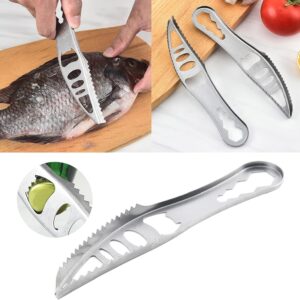 Stainless steel Fish Scaler Remover, Cooking Tools Seafood Tools Cleaner Kitchen Remover Portable Fish Scale Remover Fish Cleaning Peeler Scraper Bottle Opener SeafoodTools Scaling Cleaning