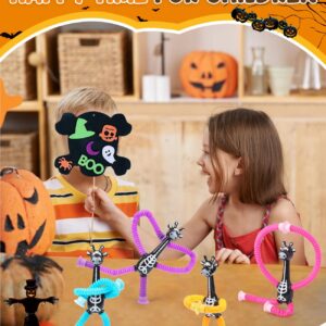 Halloween Party Favors for Kids 4 Pack Telescopic Suction Cup Giraffe Toy Sensory Tubes Classroom Prizes/Non Candy Halloween Treats Goodie Bag Fillers Gifts