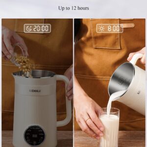 KIDISLE 8 in 1 Nut Milk Maker Blender, 32oz Homemade Almond, Oat, Coconut, Soy, Plant Based Milks and Non Dairy Beverages, Automatic Soybean Milk Machine with Delay Start/Keep Warm/Boil Water, White