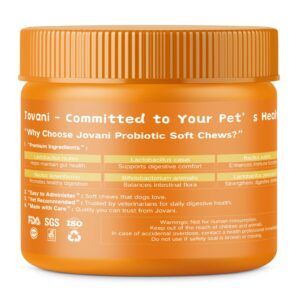 jovani Probiotics for Dogs - Digestive Enzymes for Gut Flora, Digestive Health, Diarrhea & Bowel Support - Dog Supplement Soft Chew for Pet Immune System - Chicken Flavor - Contains 200 Soft Chews