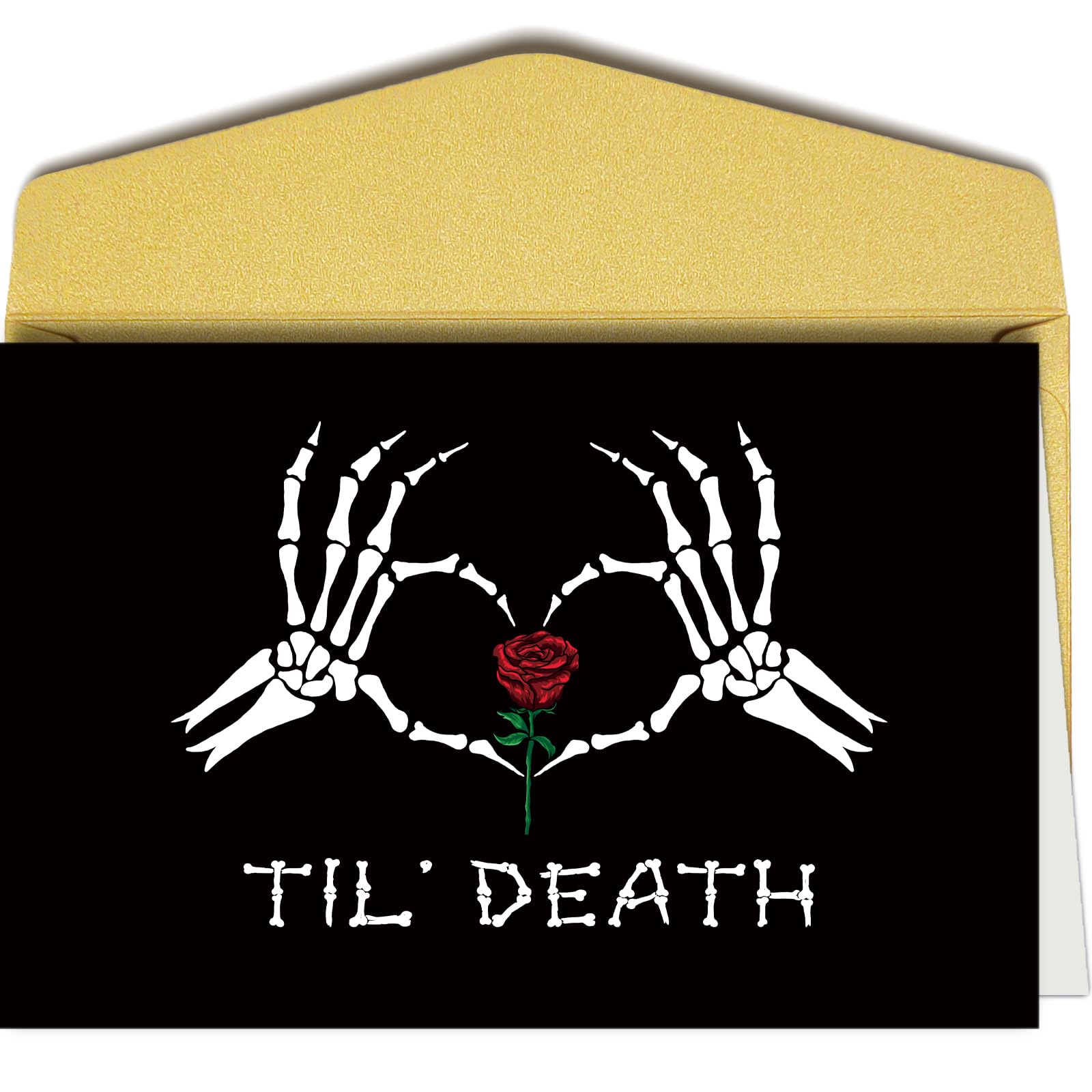 Til Death Wedding Card for Him Her, Funny Bride Shower Card for Friend, Spooky Skeleton Hand Halloween Anniversary Card, Engagement Card Women Men