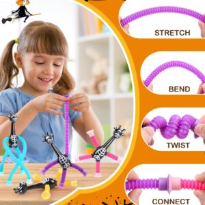 Halloween Party Favors for Kids 4 Pack Telescopic Suction Cup Giraffe Toy Sensory Tubes Classroom Prizes/Non Candy Halloween Treats Goodie Bag Fillers Gifts