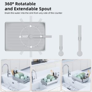 Gajbah Dish Drying Rack,Compact Dish Rack with a Cutlery Holder,Dish Drainers for Kitchen Counter,12" W x 16.5" D (Light Grey)