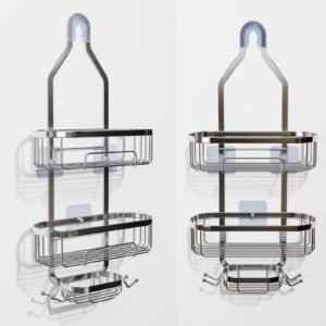 Ycpasta Simple Human Shower Caddies,Hanging Shower Caddy Bathroom Organizer,No Drilling Inside Bath Shower Rack Shelves Over,Shower Shelf For Inside Shower(Golden-M)