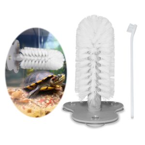 turtle brush with suction cup, three high suction power suction cup turtle shell cleaning brush, aquatic turtle tank accessories tortoise supplies