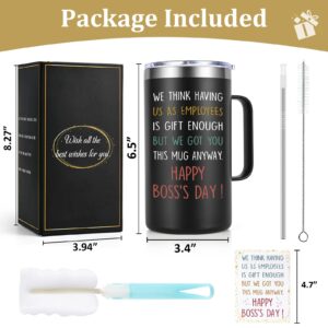 Lifecapido Boss Day Gifts, Boss Gifts, Having Us As Employees Is Gift Enough 20oz Insulated Coffee Mug with Boss Day Card, Birthday Retirement Christmas Gifts for Boss Employer from Employees, Black