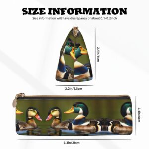 DRTGEDS Two Mallard Ducks Fashion Multifunctional Leather Pencil Case With Large Storage Capacity Pencil Pouch