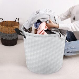 TsyTma Golf Ball Texture Printed Laundry Basket Collapsible Laundry Hamper with Handles Small Round Toy Bin for Dirty Clothes Hamper Bedroom Bathroom