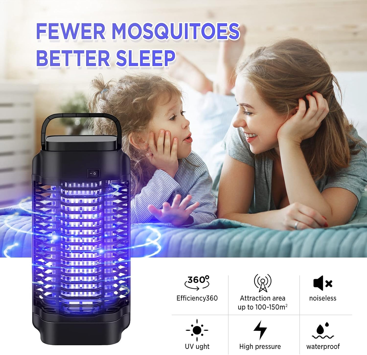 Bug Zapper - Powerful Electric Mosquito Zapper Fly Killer for Indoor-4200V Metal Mesh, Insect Fly Trap Indoor Mosquito Killer for Home, Garden, Patio, Backyard(18W)