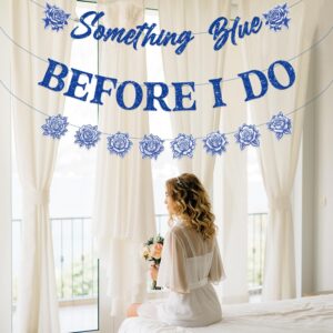 Something Blue Before I Do Bridal Shower Decorations, NO-DIY Bridal Shower Decorations Includes Glitter Something Blue Before I Do Banner, Wedding Party Decorations Garland