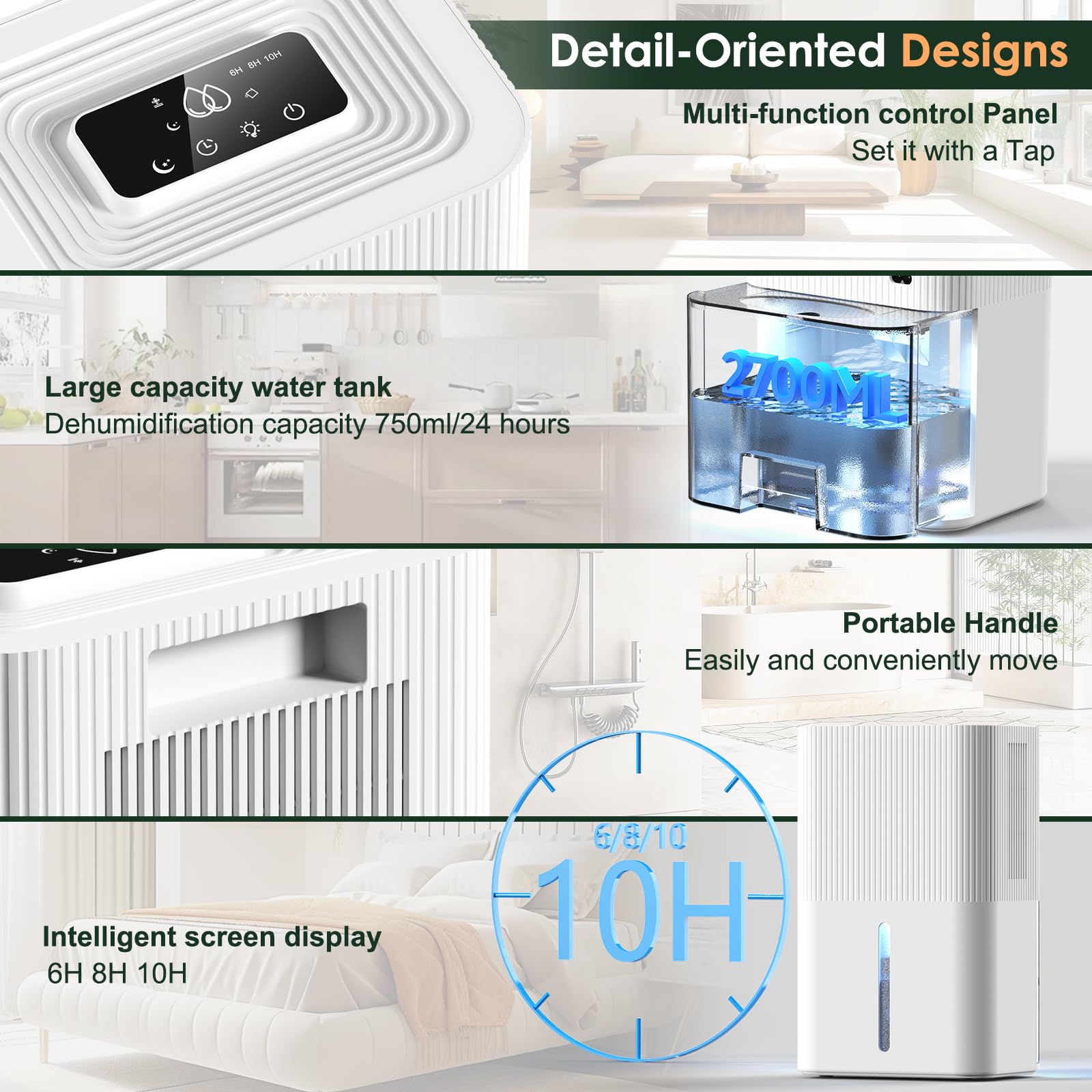 Portable Home Dehumidifier for Basements|91 OZ Tank|900 sq.ft Coverage|Quiet Smart Design with Auto Shut-Off