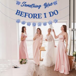 Something Blue Before I Do Bridal Shower Decorations, NO-DIY Bridal Shower Decorations Includes Glitter Something Blue Before I Do Banner, Wedding Party Decorations Garland