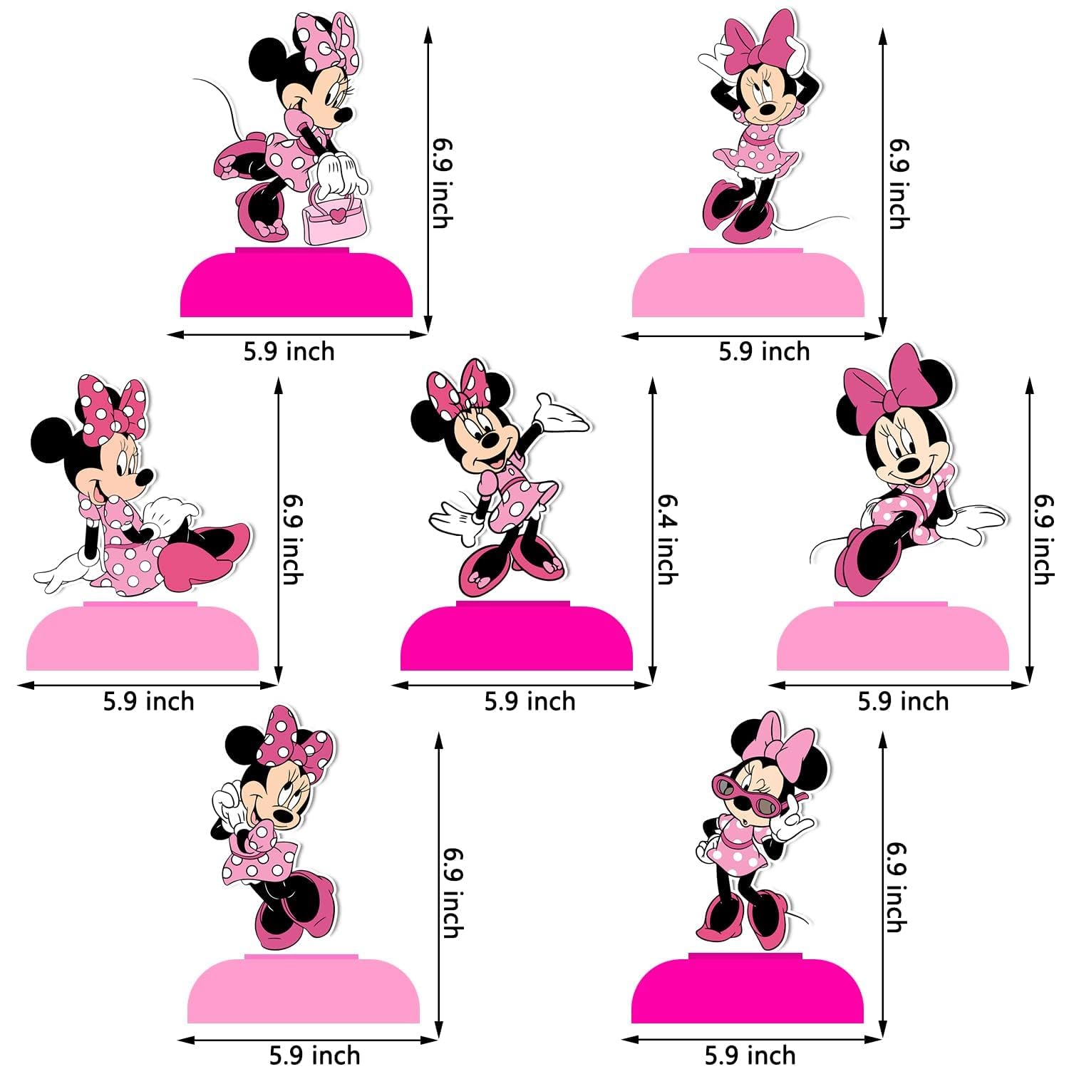 Minnie Birthday Party Supplies, 7Pcs Honeycomb Centerpieces for Mouse Party Decorations, Double Sided Table Decorations Centerpieces Party Favors