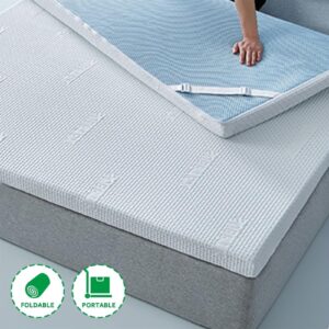 RASPIO Non-Slip Design Memory Foam Mattress Topper with Cover Foam Mattress Pad for Pressure Relief,Soft Bed Topper, with Removable Washable Cover(White 5cm,200x220cm)