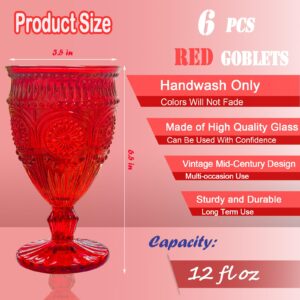 Veiuwa 6 PCS Christmas Wine Glasses,Christmas Glasses Drinkware,Christmas Drinking Glasses,Red Goblet Glasses,Christmas Glassware,Deep Red Designs Blend Better With the Christmas Table Setting.