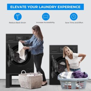 YAFF Heavy-Duty Washer and Dryer Stand - Universal Laundry Pedestal, Fits 27" and 28" Models, Durable Steel, 700 lbs Capacity, 18-Inch Height, Black