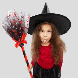 2PCS Halloween Witch Broom Plastic Witches Broom Cosplay Props Halloween Decorations Flying Witch Broomstick Costume Accessories for Masquerade Dress up Home Party Supplies 35" (Dark Red)