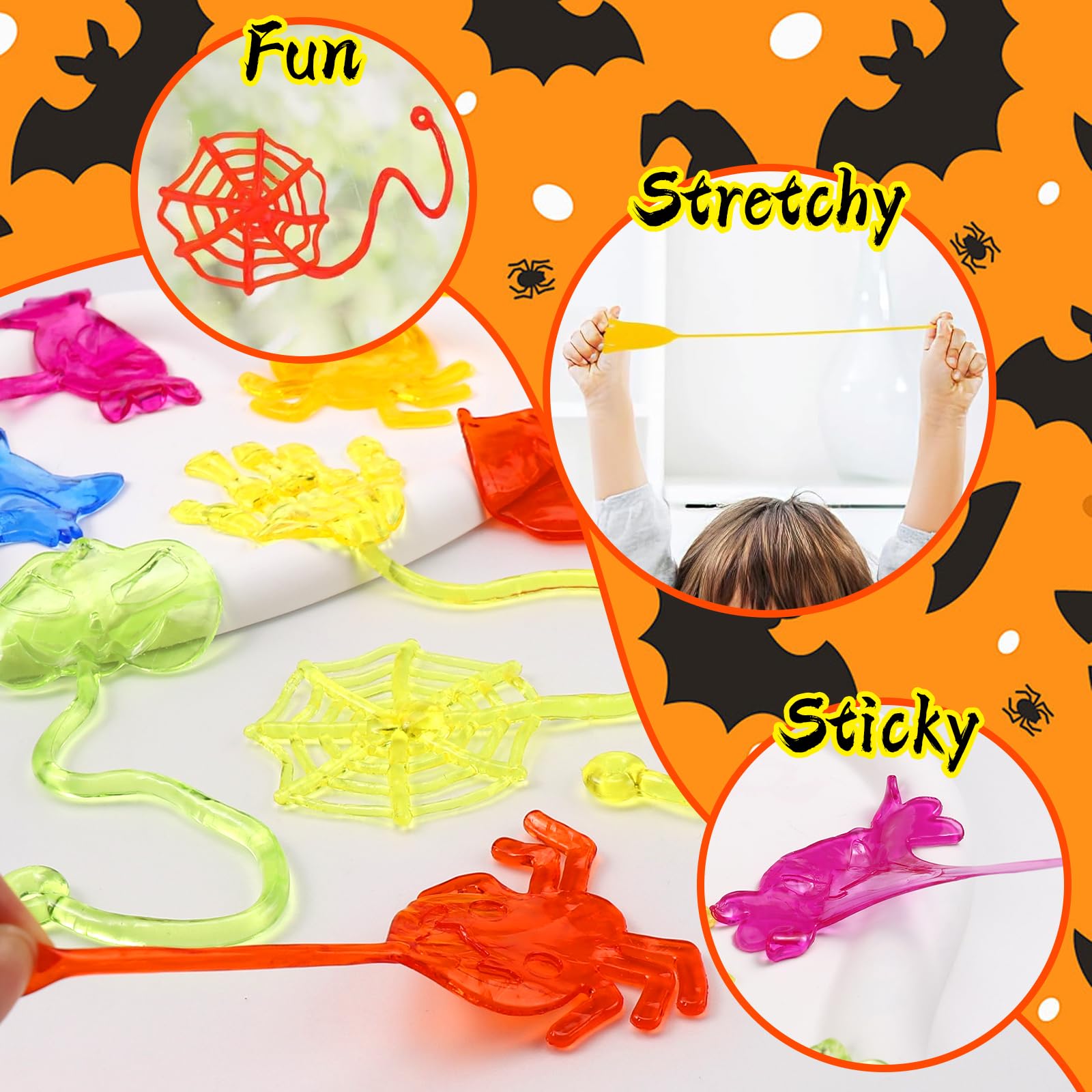 100PCS Halloween Sticky Hands Party Favors Treats Bags Toys for Kids,Bulk Halloween Toys for Halloween Goodie Bag Stuffers Basket stuffers Candy Bags Fillers Classroom Exchange Prizes