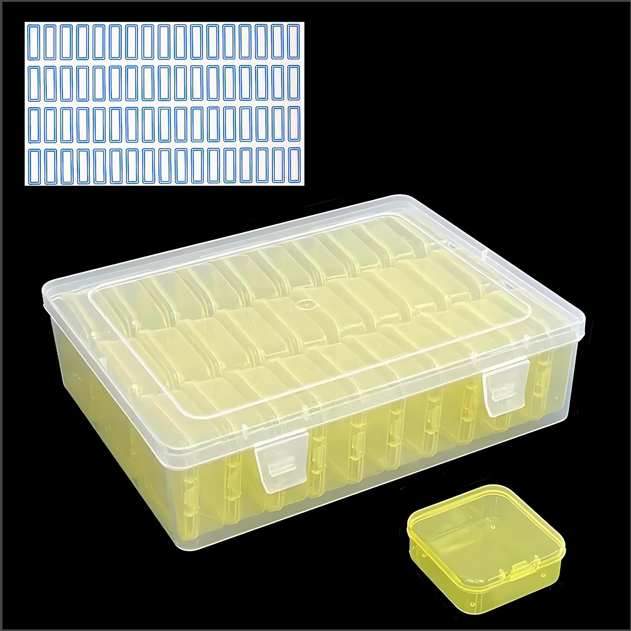 Forever bene 31-Piece Mini Storage Box Set - Transparent Plastic Organizer with Hinged Lids for Crafts, Jewelry, and Small Items - Durable and Portable Solution(yellow)