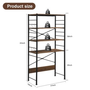 PrimeZone Over The Toilet Storage Shelf - 4 Tier Adjustable Metal Bathroom Shelves Organizer with 6 Hooks, Freestanding Above Toilet Storage Rack Waterproof Space Saver for Bathroom Laundry, Black