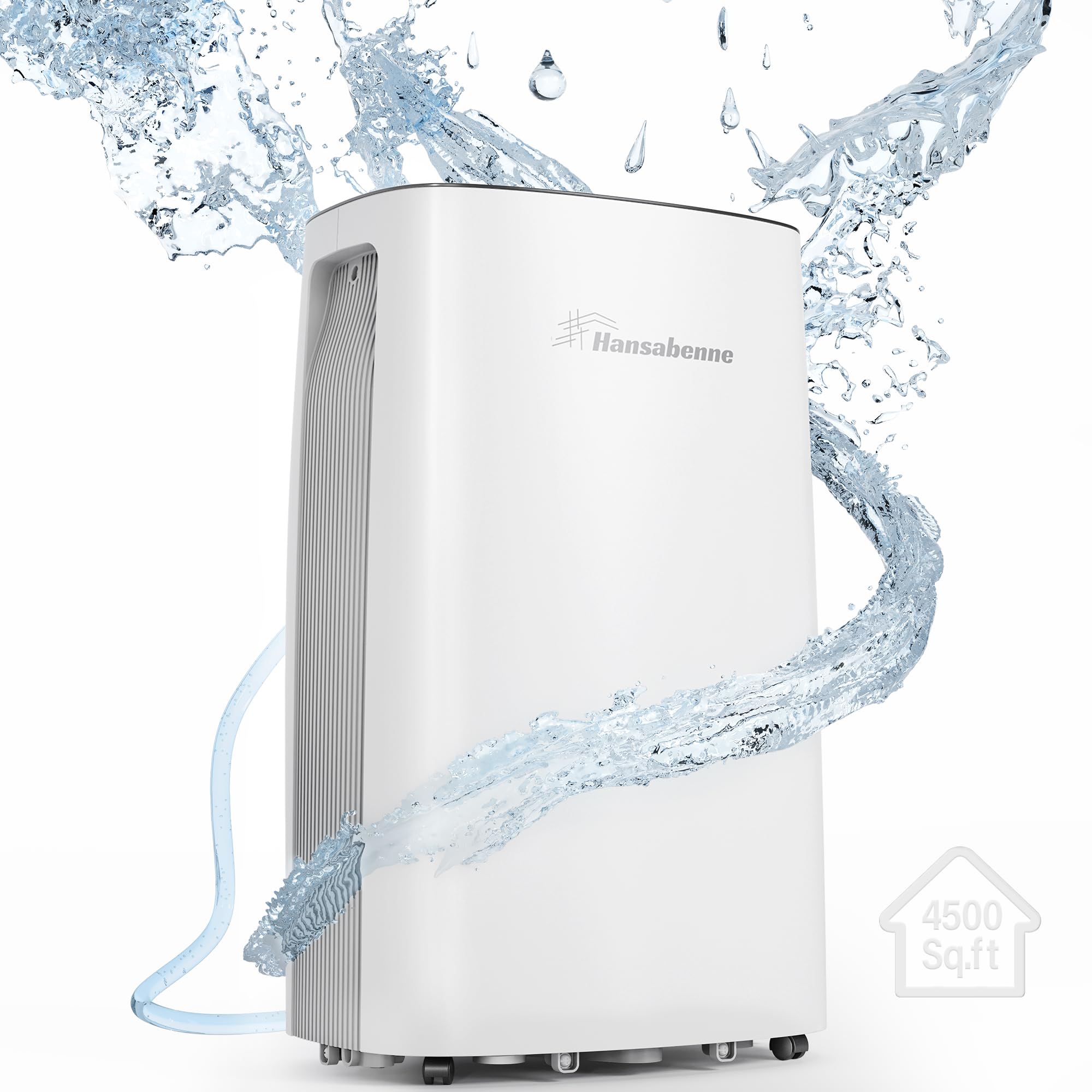 Hansabenne 70-Pints Dehumidifier for Basements - 4500 Sq. Ft. Compact Dehumidifier with Auto or Manual Drainage- Compact Dehumidifier with Intelligent Humidity Control | Auto Defrost | Dry Clothes