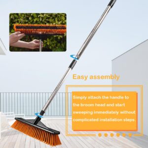 Outdoor Push Broom Heavy Duty Scrub Brush with Long Handle Commercial Broom Stiff Bristles Brush for Cleaning Porch, Sidewalk, Steps, Driveway