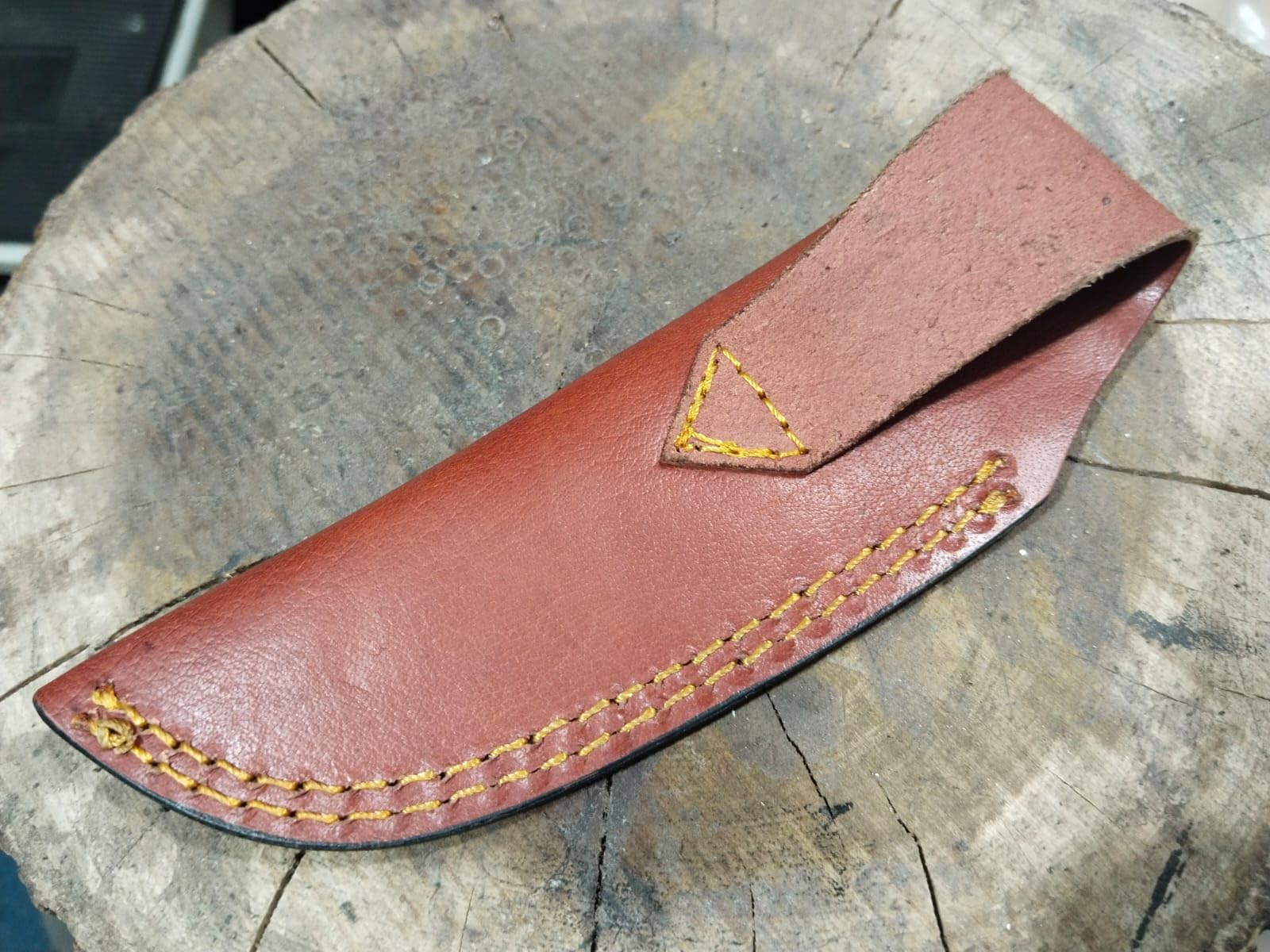 Generic Leather Sheath with Hand Stitching, Brown