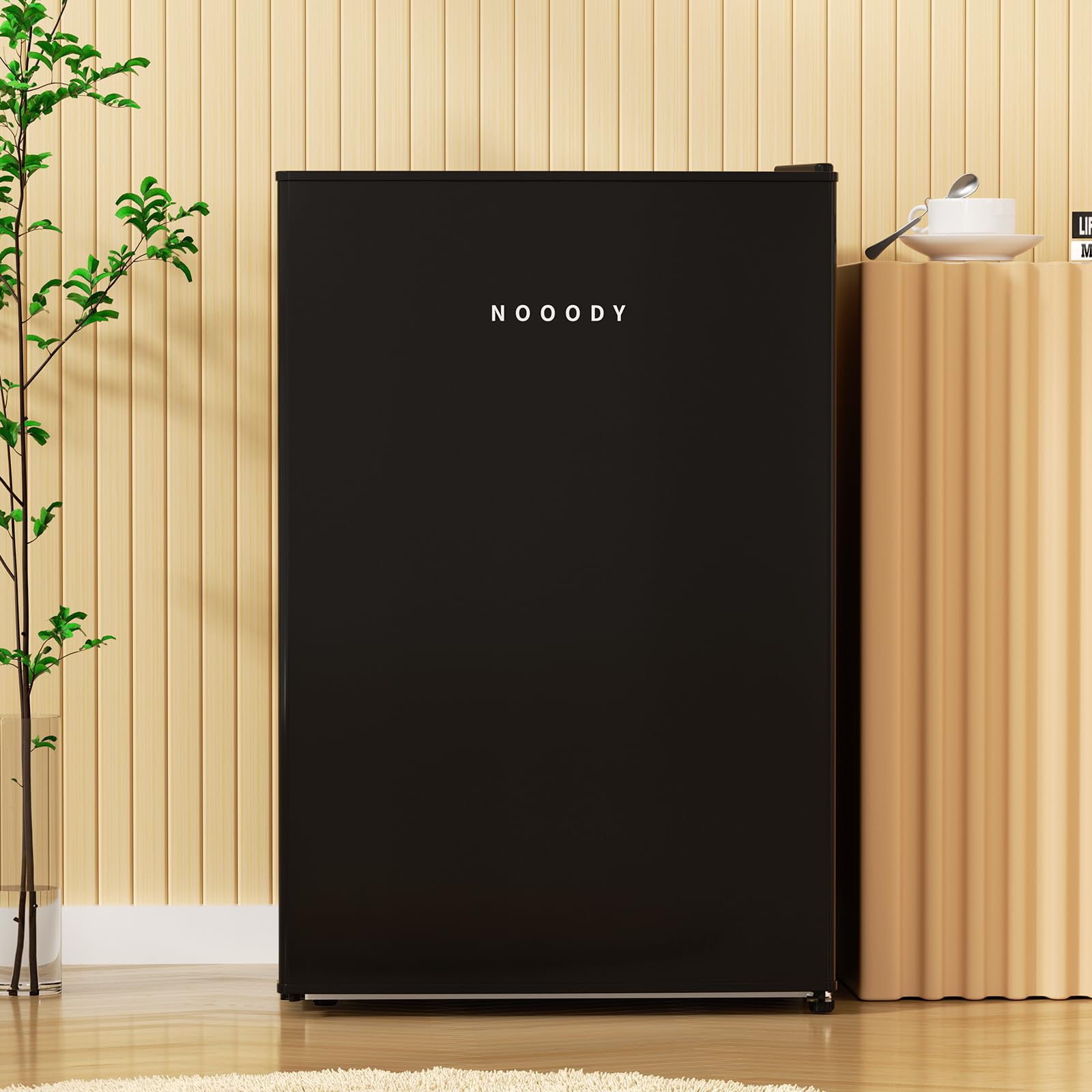 Nooody 2.6 Cu.Ft Mini Fridge, Mini Refrigerator for Bedroom, Dorm Fridge with Freezer, Reversible Door for Room and Office, Adjustable Temperature