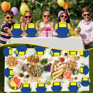 Justforjoyful 48Pcs Yellow Cartoon Paper Plates Yellow Cartoon Dinner Plates Party Decoration Disposable Yellow Cartoon Party Dinnerware Tableware Set for Birthday Baby Shower Table Party Decoration