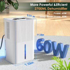 Portable Home Dehumidifier for Basements|91 OZ Tank|900 sq.ft Coverage|Quiet Smart Design with Auto Shut-Off