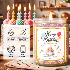 VEGISHINE Birthday Candles Gifts for Women, Birthday Gifts for Women Men, 9 oz Happy Birthday Candle with Vanilla Birthday Cake Scent, Birthday Gifts for Women Friendship Ideas