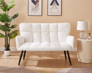 holaki loveseat sofa, 52'' small couch love seat couches with quilted back 2-seater settee for small spaces,bedroom,living room(beige)