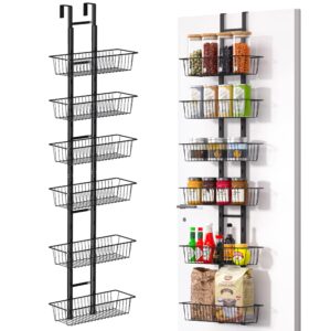 luxear over the door pantry organizer, 6-tier adjustable pantry organizers and storage, no-assembly foldable metal hanging over the door organizer for kitchen, home, laundry room, bathroom