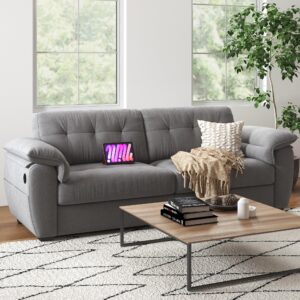 chymsun 87" modern sofa, comfy sofa couch w/extra deep seats, 2/3 seater couches w/usb charging ports & side pockets, sleeper sofas for living room, apartment, office (grey chenille)