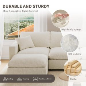 Modular Sectional Sofa Couch, Cloud Modular Couch with Ottoman, L Shaped Convertible Couch Deep Seat Couches for Living Room/Apartment/Office, Down Filled Sofas, Detachable Cushion Covers