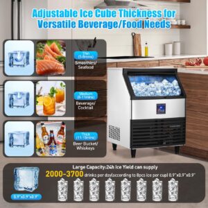 GarveeTech Commercial Ice Maker Machine 300lbs/24H, 100lbs Storage Bin, Under Counter Ice Machine, Freestanding Ice Machine with Ice Scoop, Self-Cleaning, for Restaurants/Bars, 500W