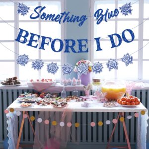 Something Blue Before I Do Bridal Shower Decorations, NO-DIY Bridal Shower Decorations Includes Glitter Something Blue Before I Do Banner, Wedding Party Decorations Garland